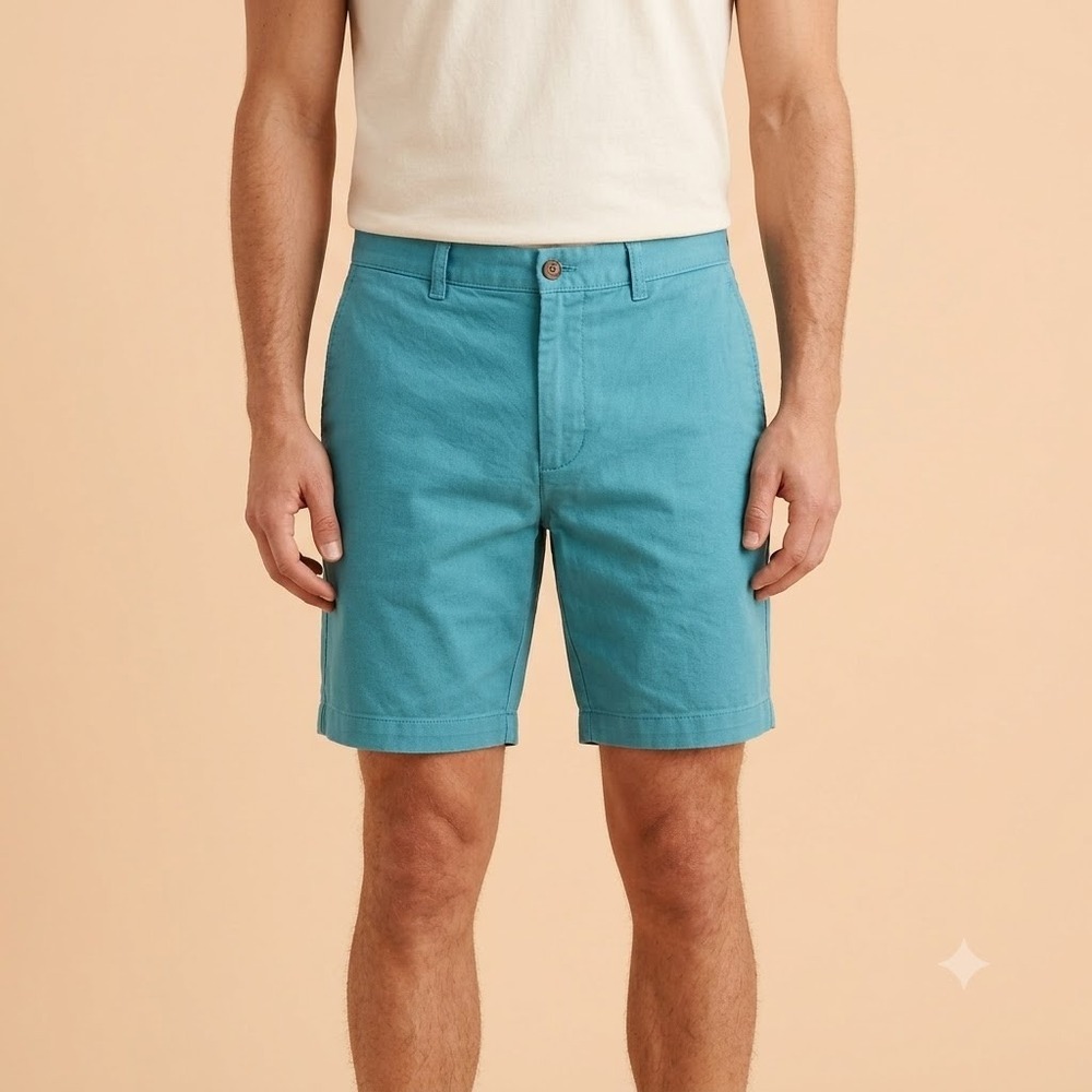 J.Crew‎ Chino Shorts Mens 35 Teal Blue 7" Inseam Casual Preppy